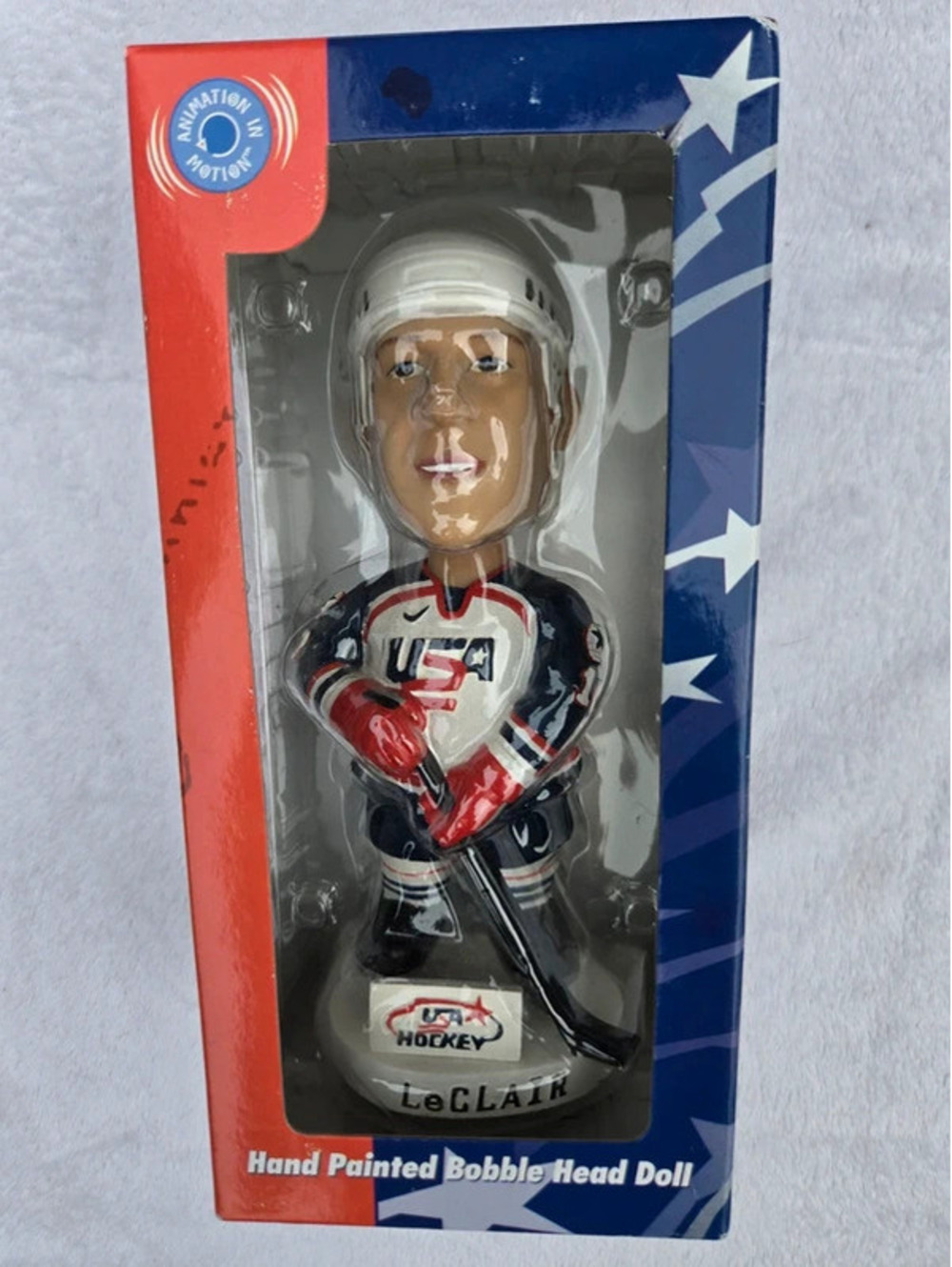 Team USA Hockey LeClair Hand Painted Bobblehead Doll – New in Box
